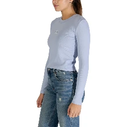 Blue Cotton Long Sleeve T-Shirt