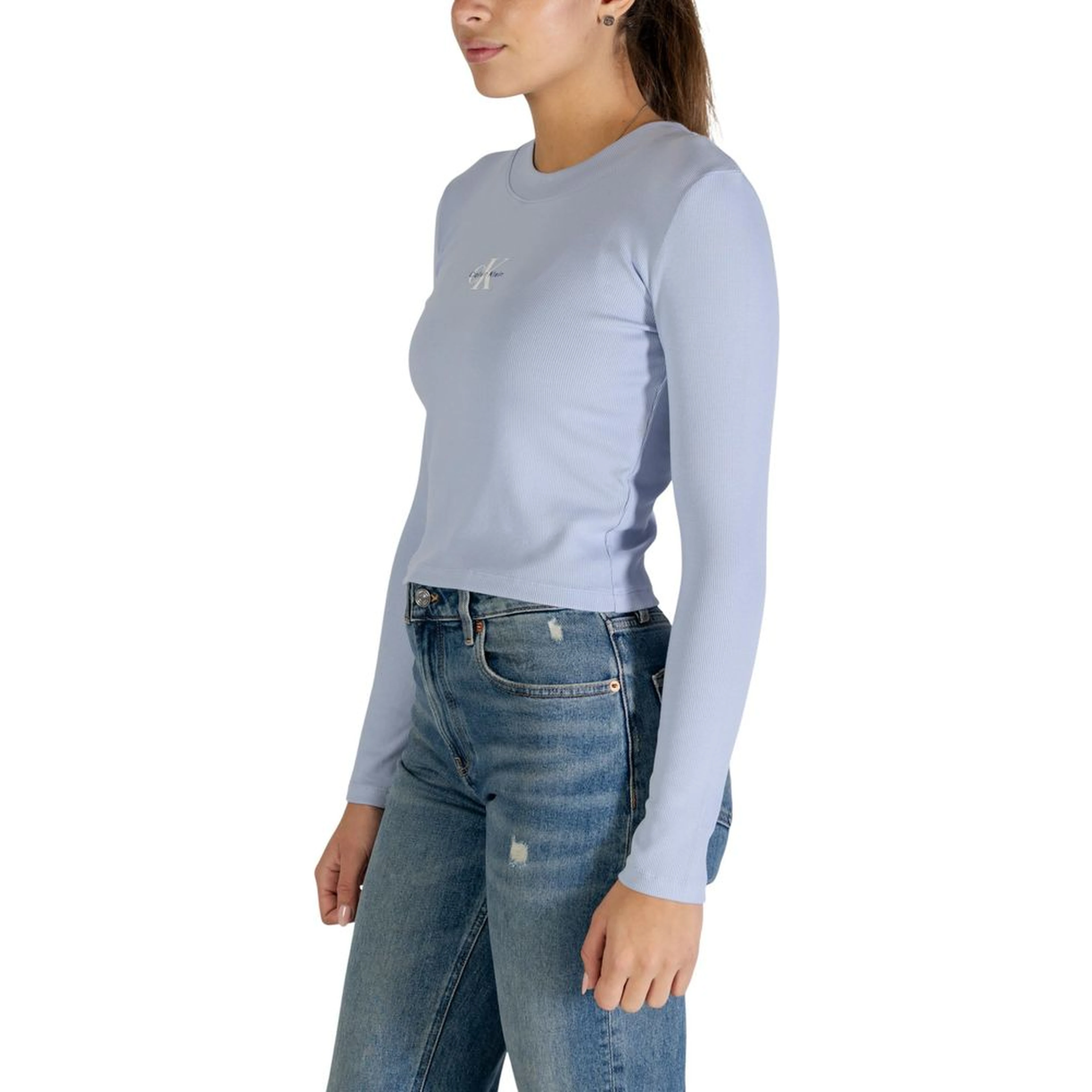 Blue Cotton Long Sleeve T-Shirt