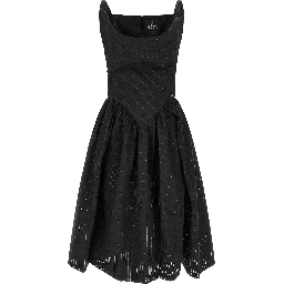 Black Polyester Midi Dress