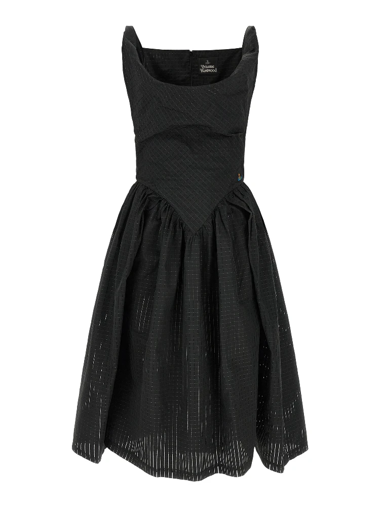 Black Polyester Midi Dress