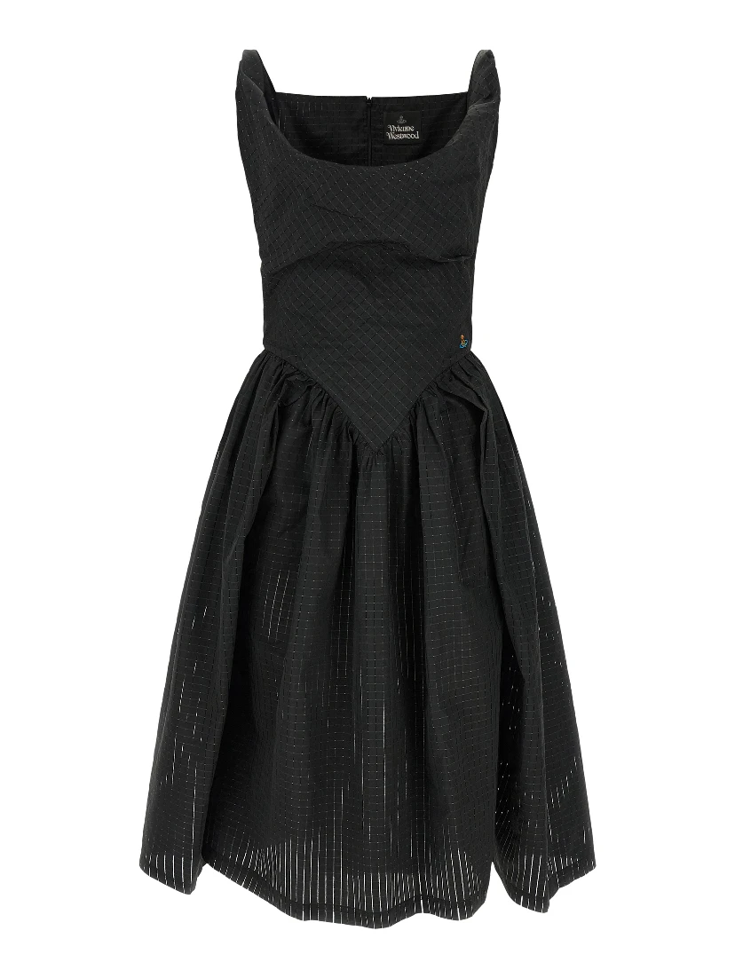 Black Polyester Midi Dress