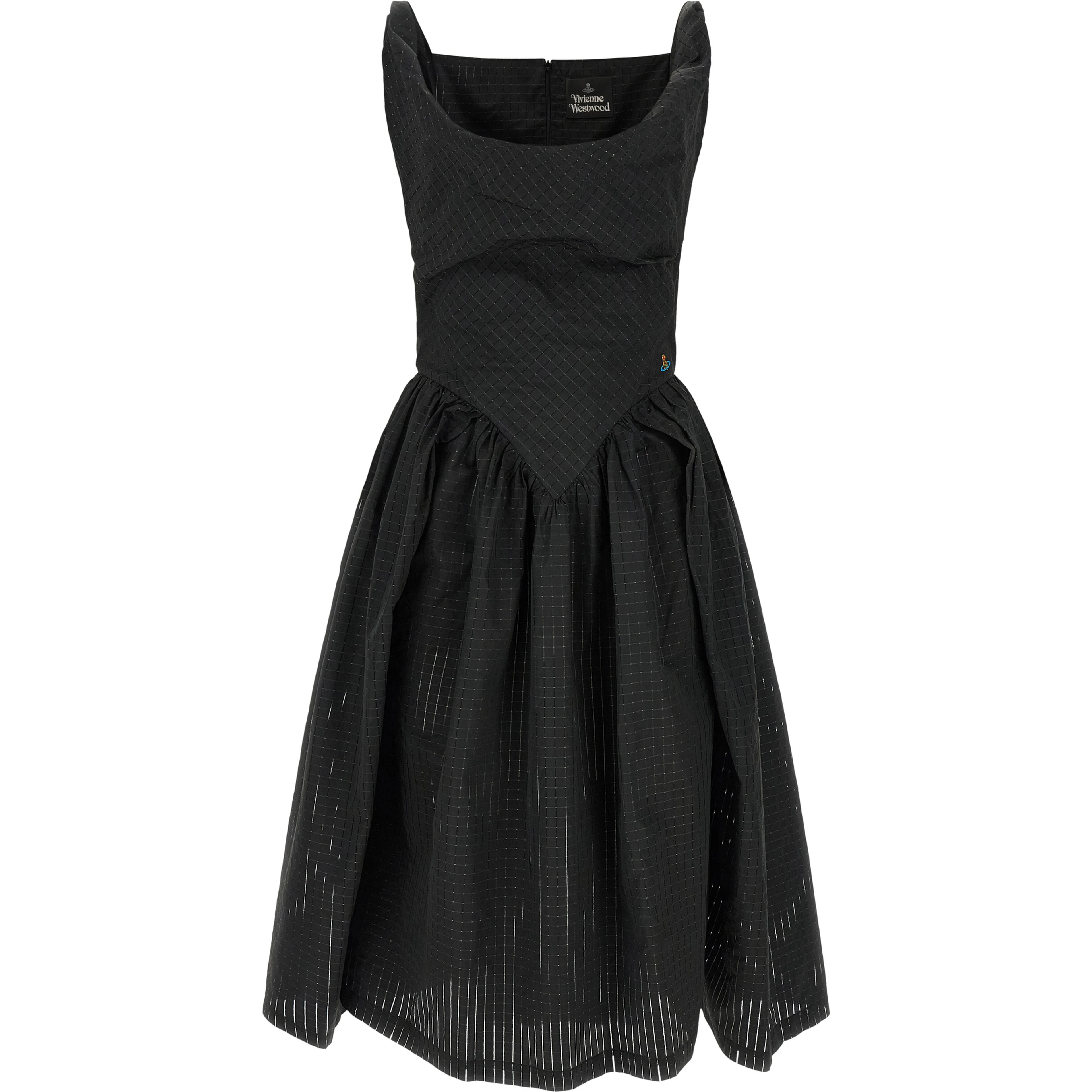 Black Polyester Midi Dress