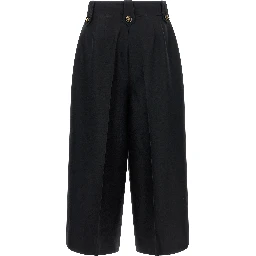 Black Wool Cropped Pants