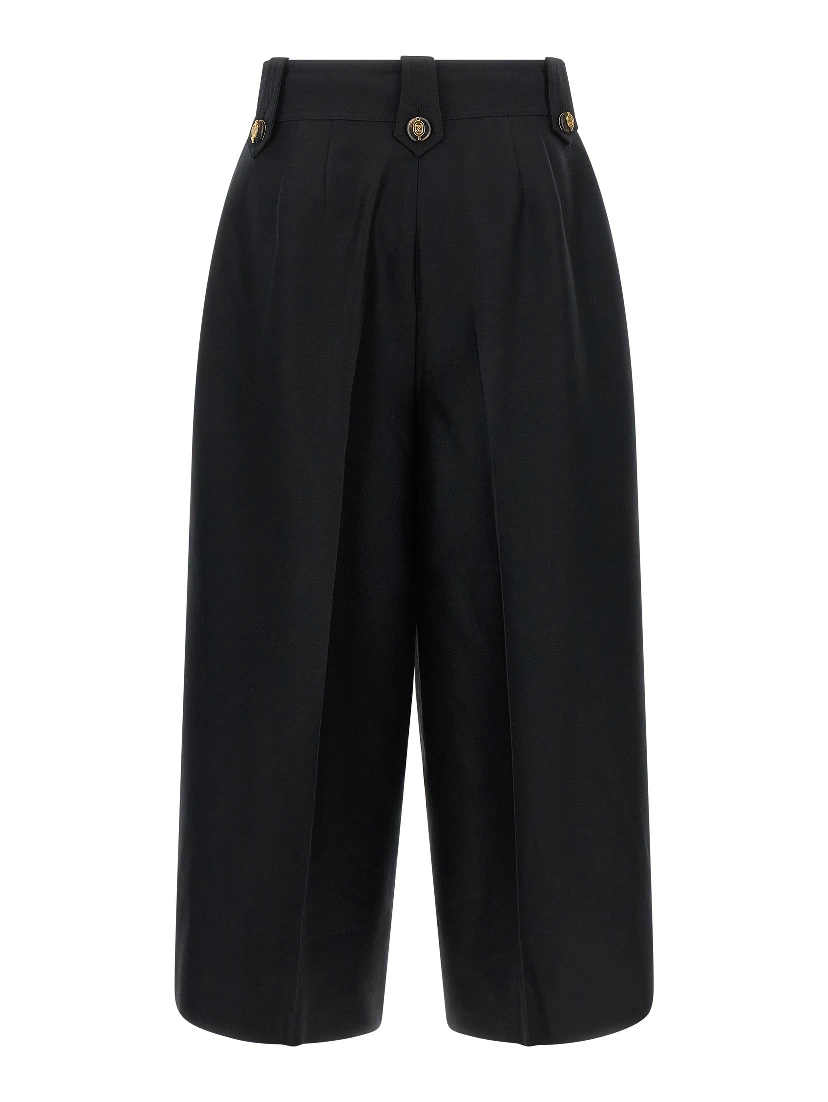 Black Wool Cropped Pants