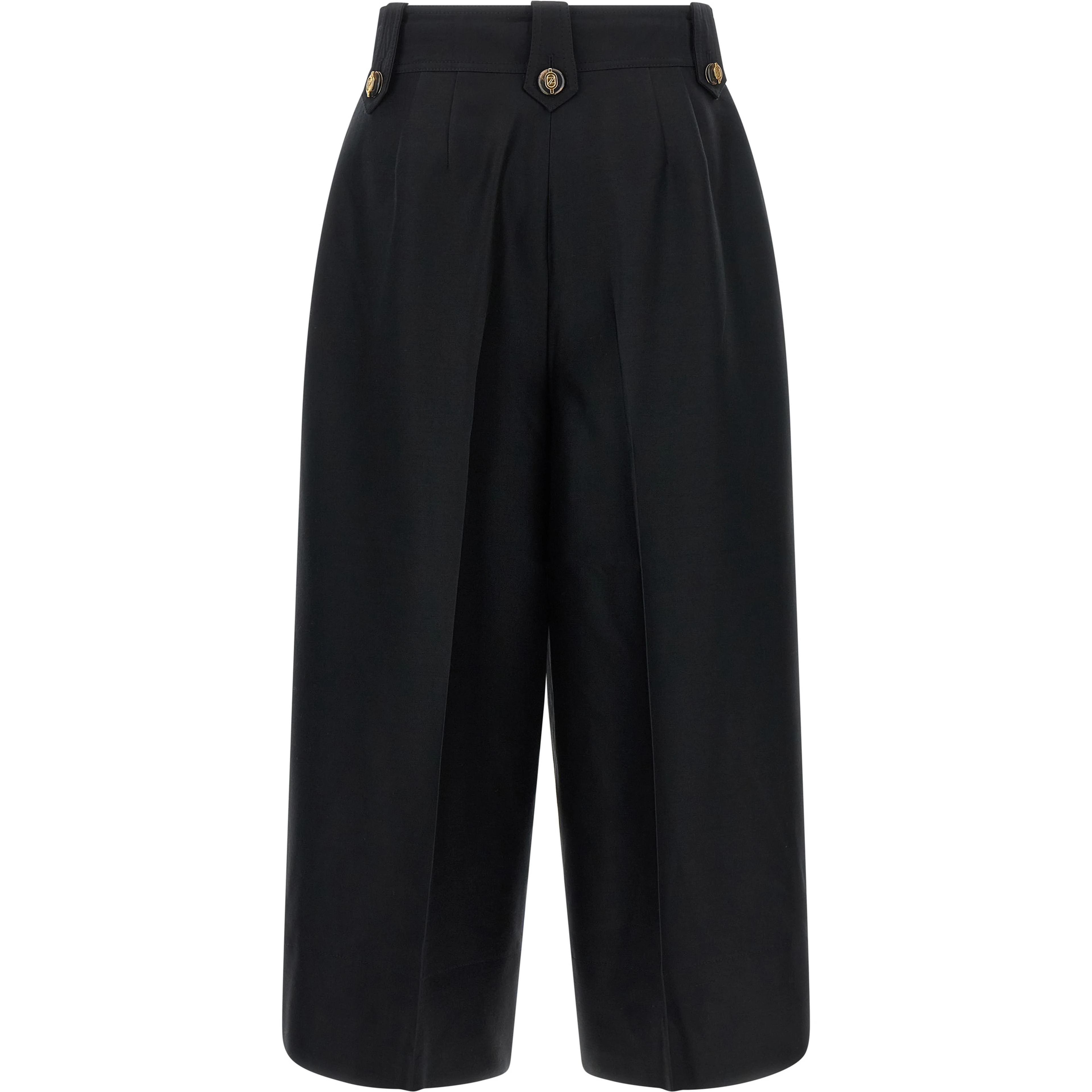 Black Wool Cropped Pants