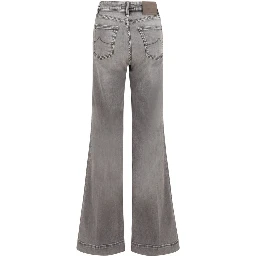 Gray Cotton Flared Jeans