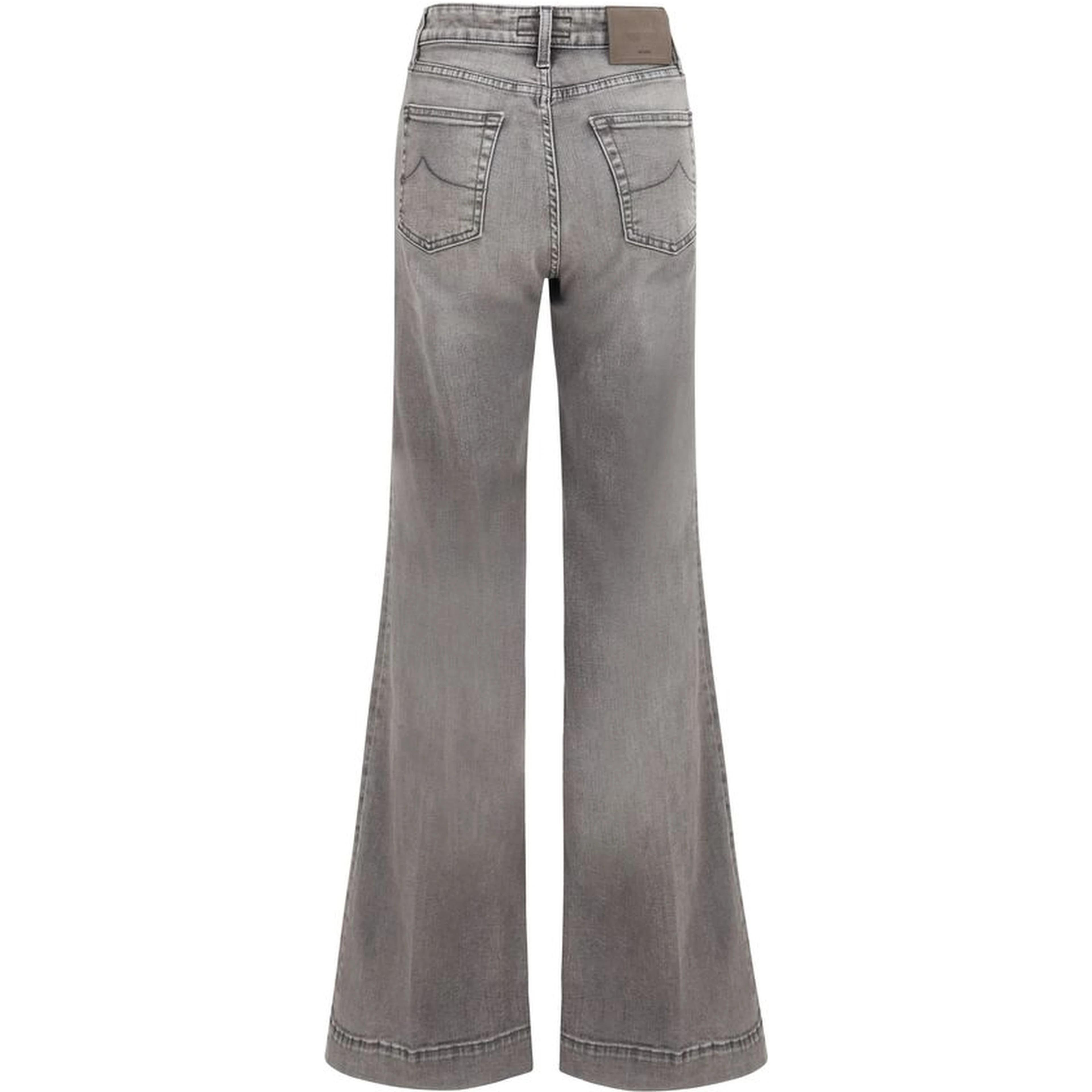 Gray Cotton Flared Jeans