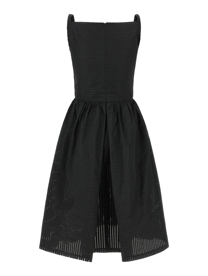 Black Polyester Midi Dress