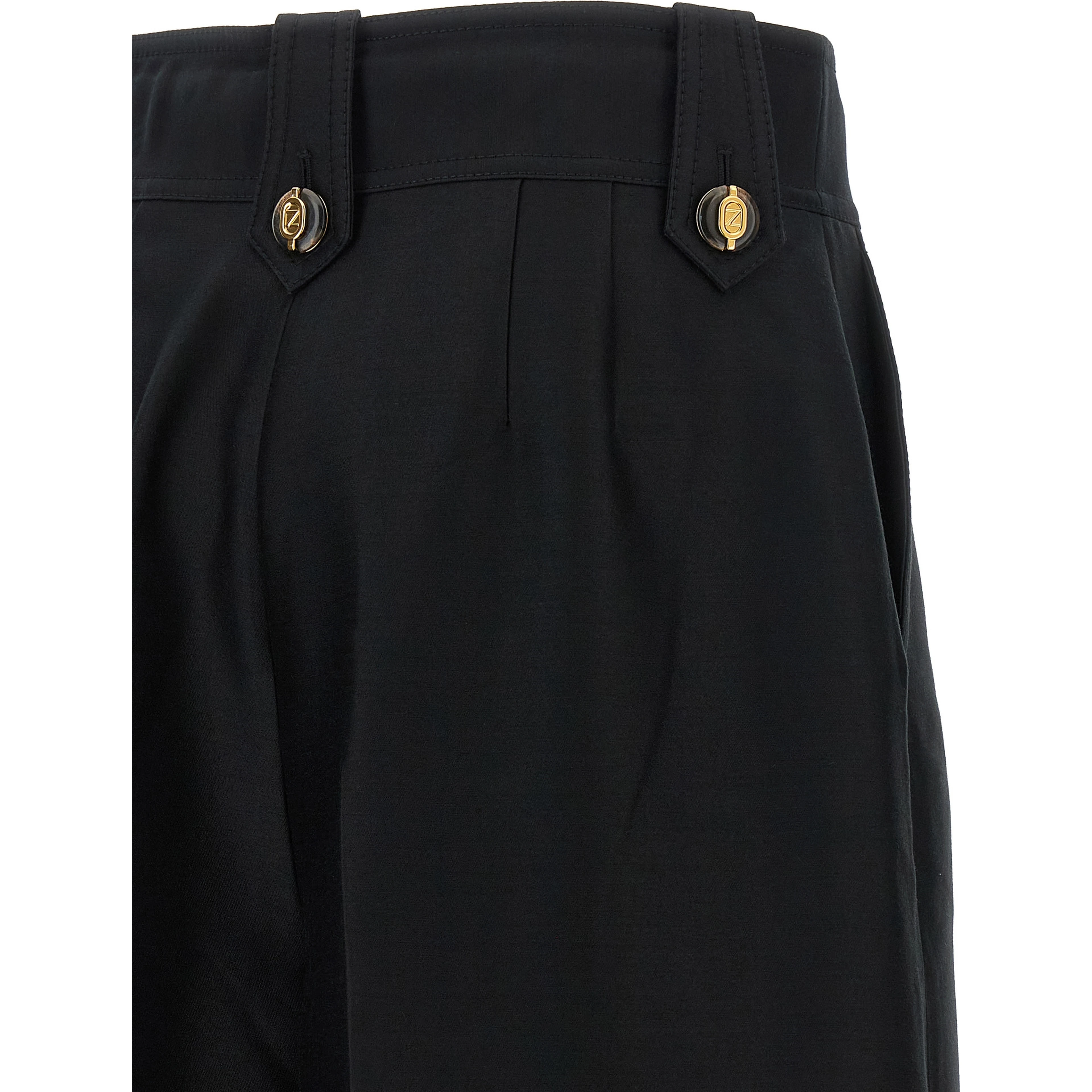 Black Wool Cropped Pants