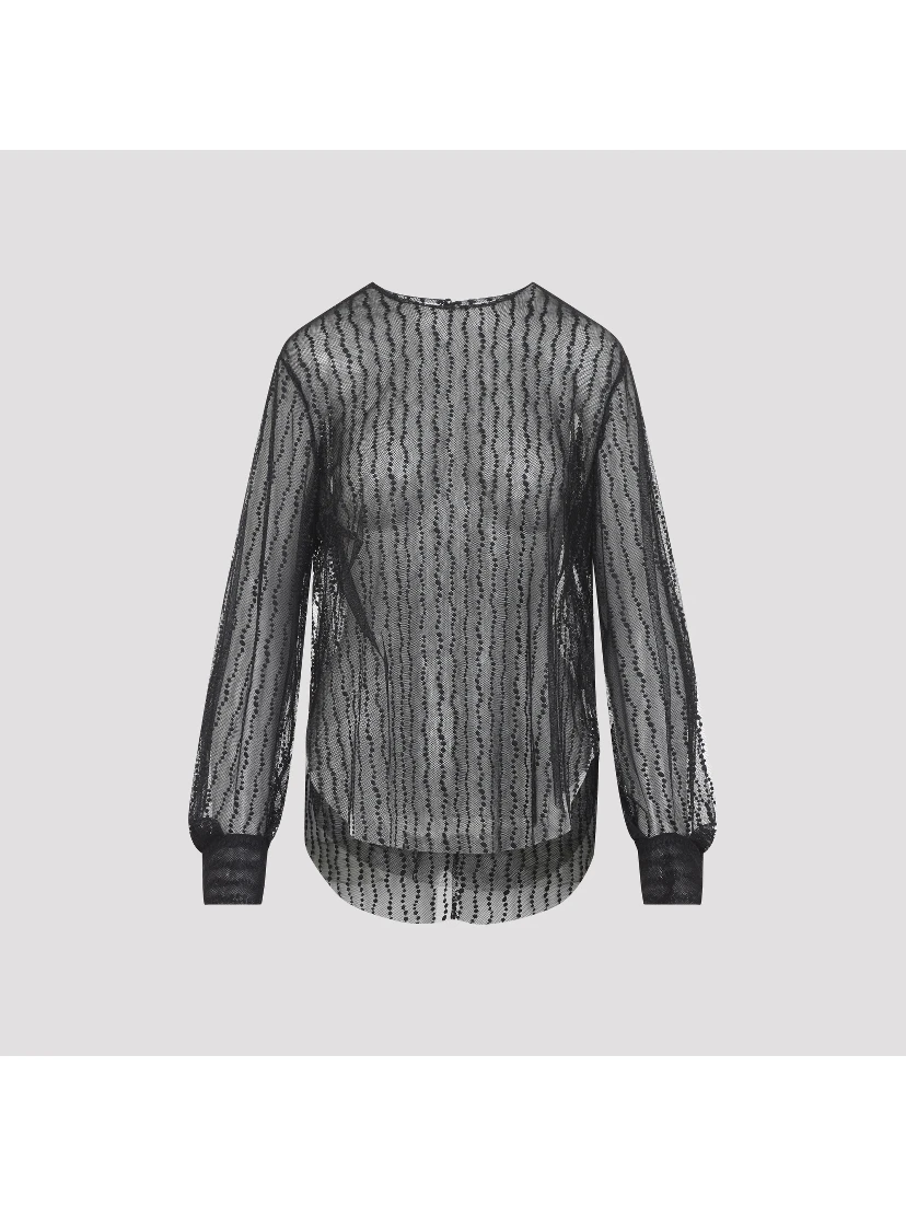 Alberta Ferretti Tulle Blouse