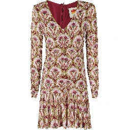 GARDEN MEDAL MULTICOLOR LONG SLEEVE MINI DRESS