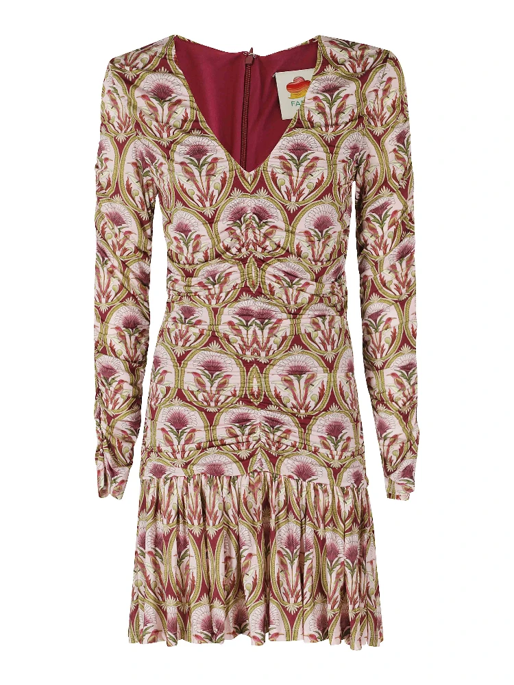 GARDEN MEDAL MULTICOLOR LONG SLEEVE MINI DRESS