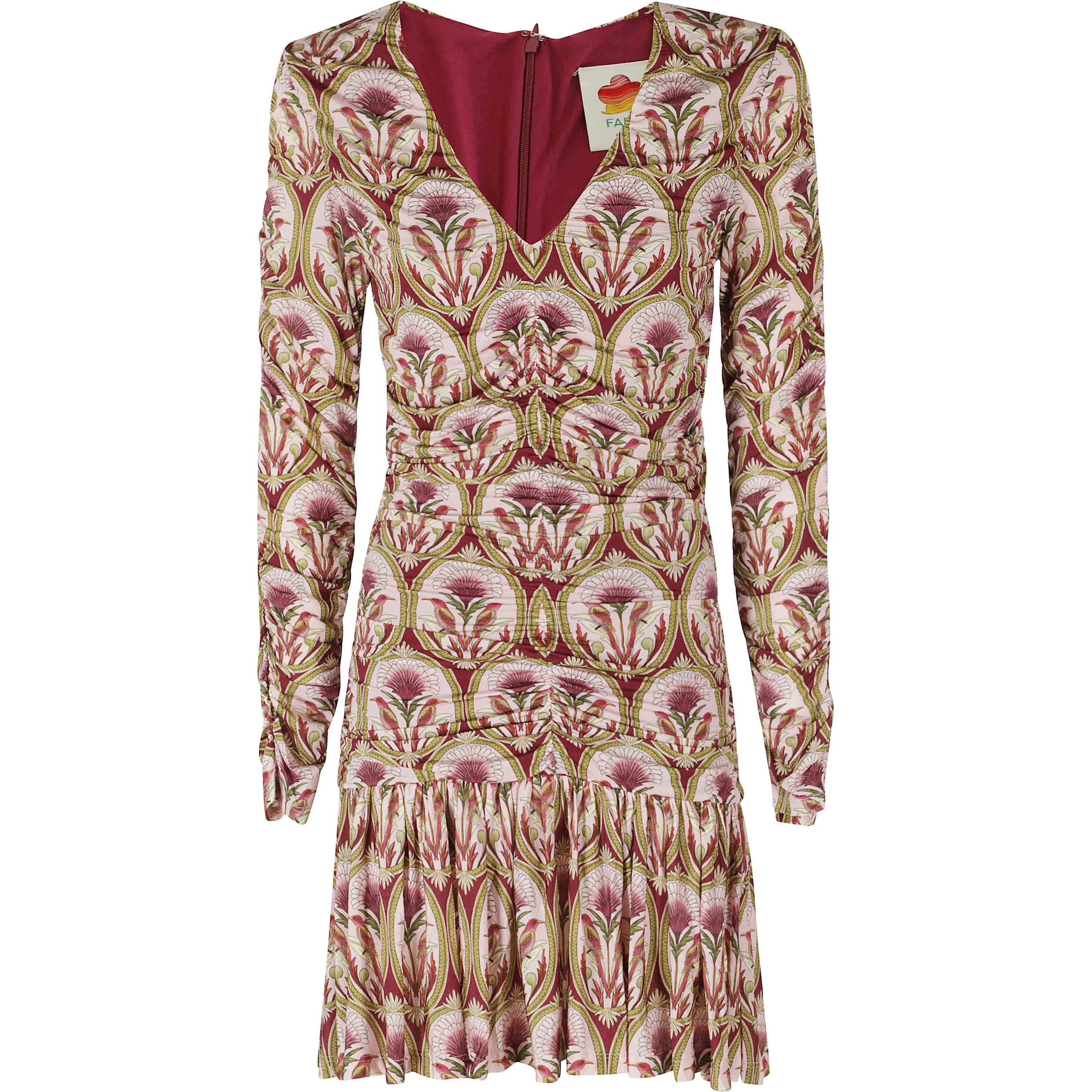 GARDEN MEDAL MULTICOLOR LONG SLEEVE MINI DRESS