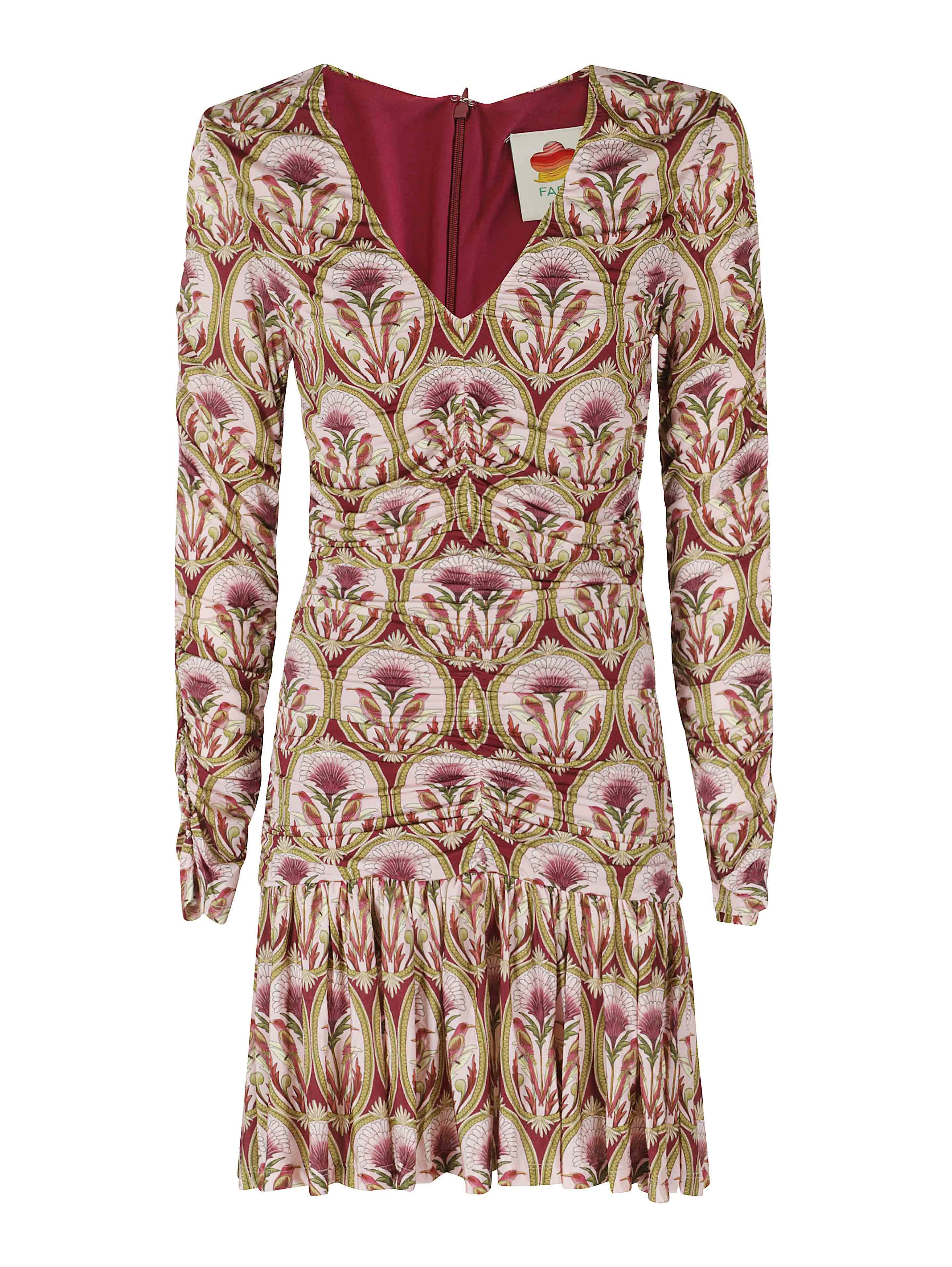 GARDEN MEDAL MULTICOLOR LONG SLEEVE MINI DRESS