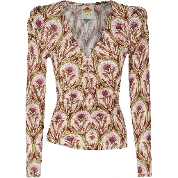 GARDEN MEDAL MULTICOLOR JERSEY LONG SLEEVE BLOUSE