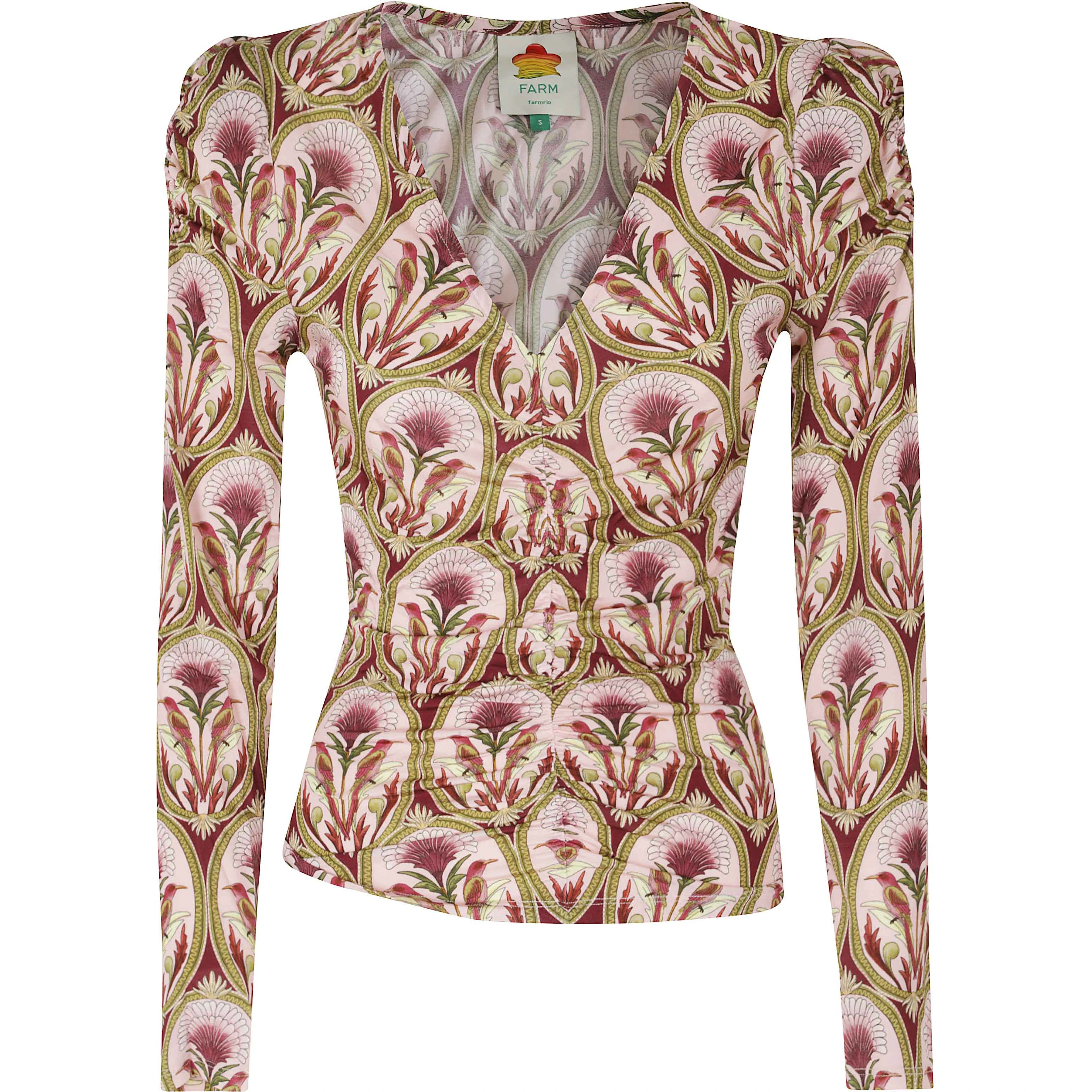GARDEN MEDAL MULTICOLOR JERSEY LONG SLEEVE BLOUSE