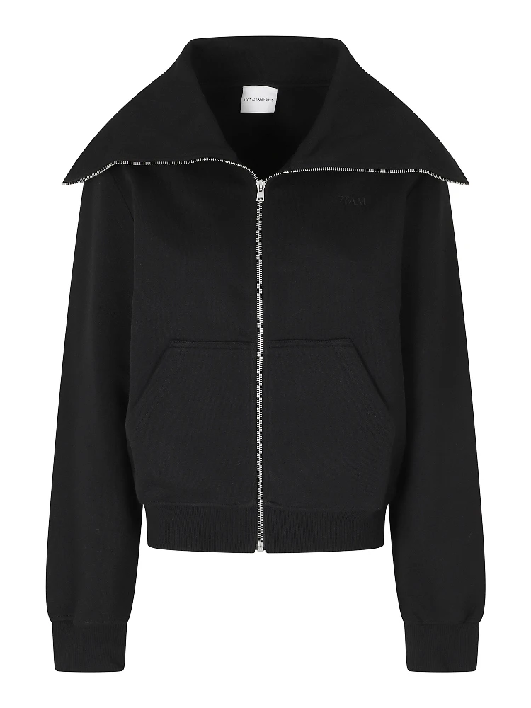 HIGH NECK ZIP HOODIE COTTON