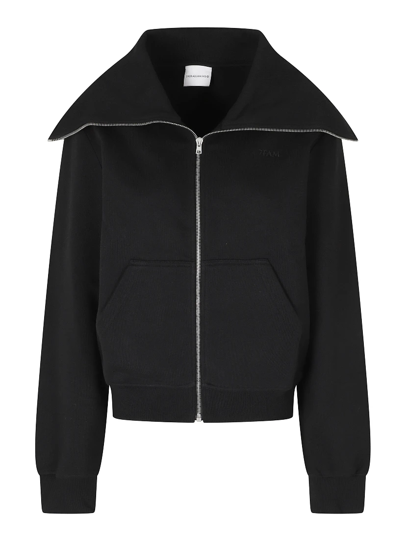 HIGH NECK ZIP HOODIE COTTON