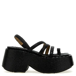 Black Calfskin Stiletto Heel Sandals