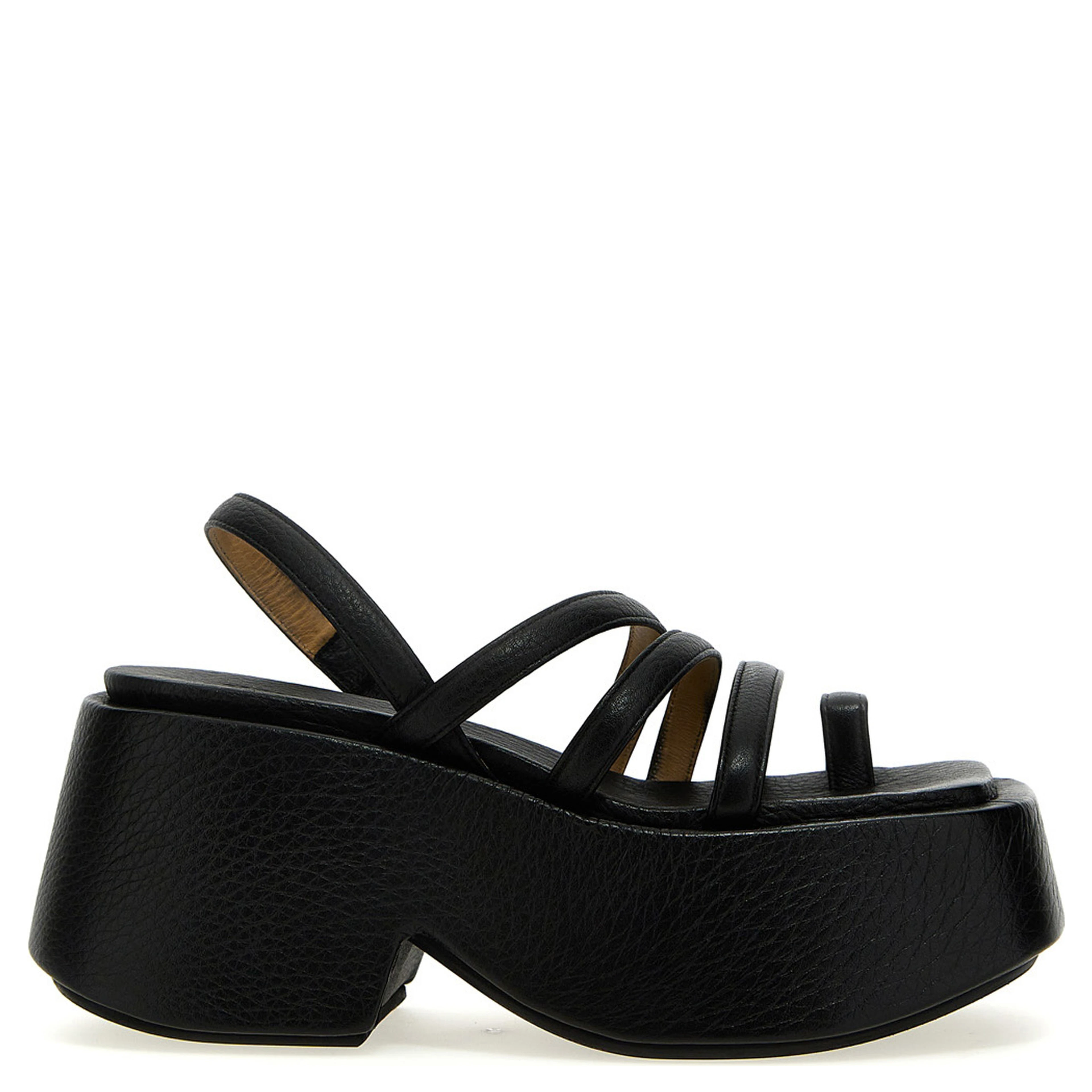 Black Calfskin Stiletto Heel Sandals