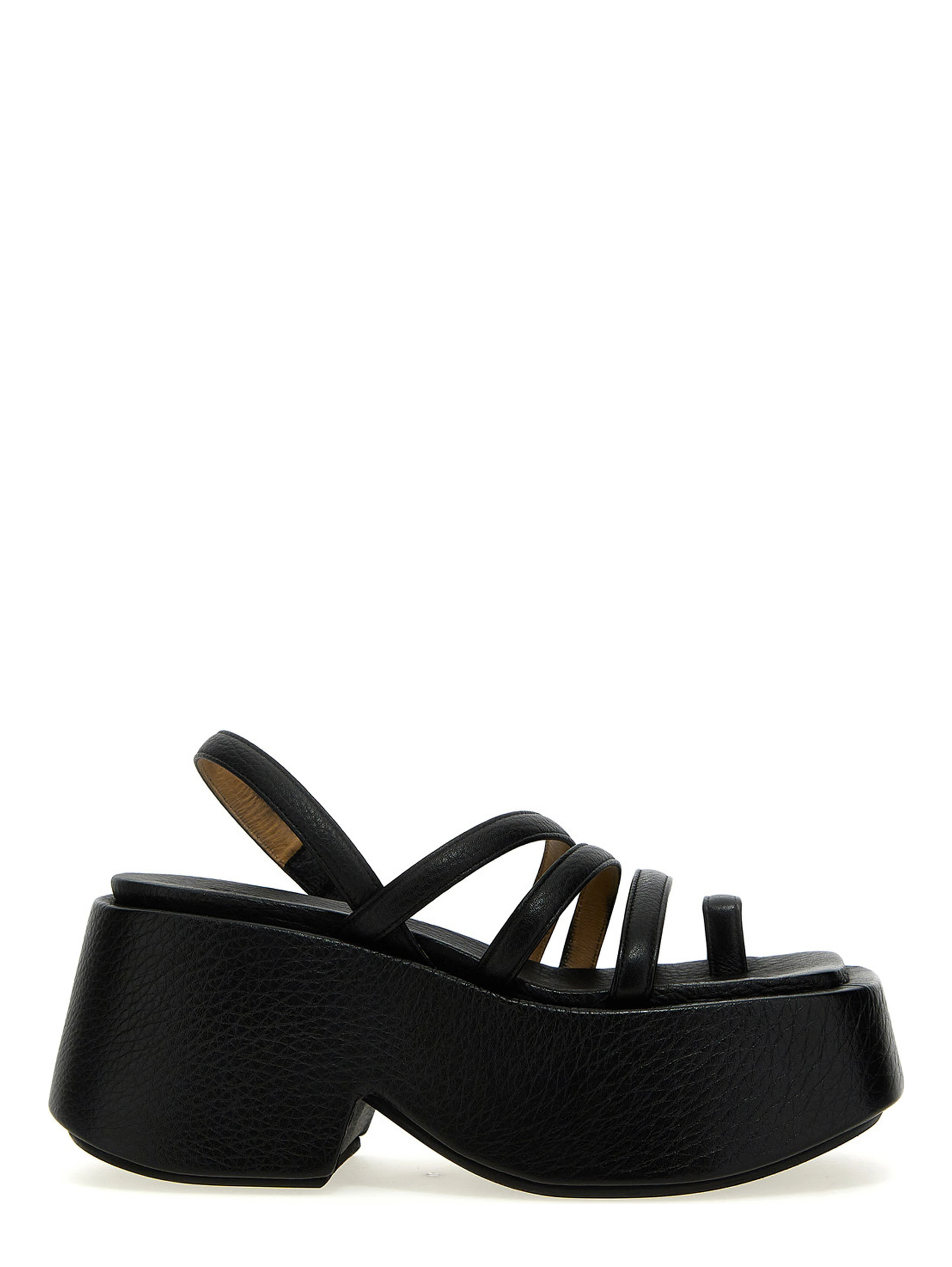 Black Calfskin Stiletto Heel Sandals
