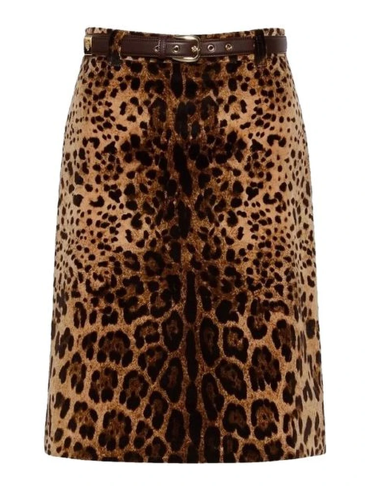 Brown Cotton Midi Skirt