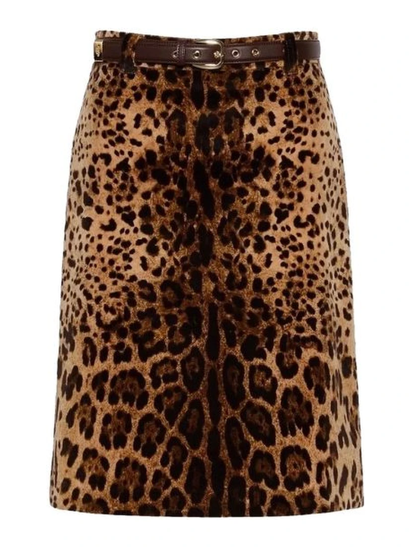 Brown Cotton Midi Skirt