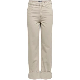 Beige Cotton Mom Jeans