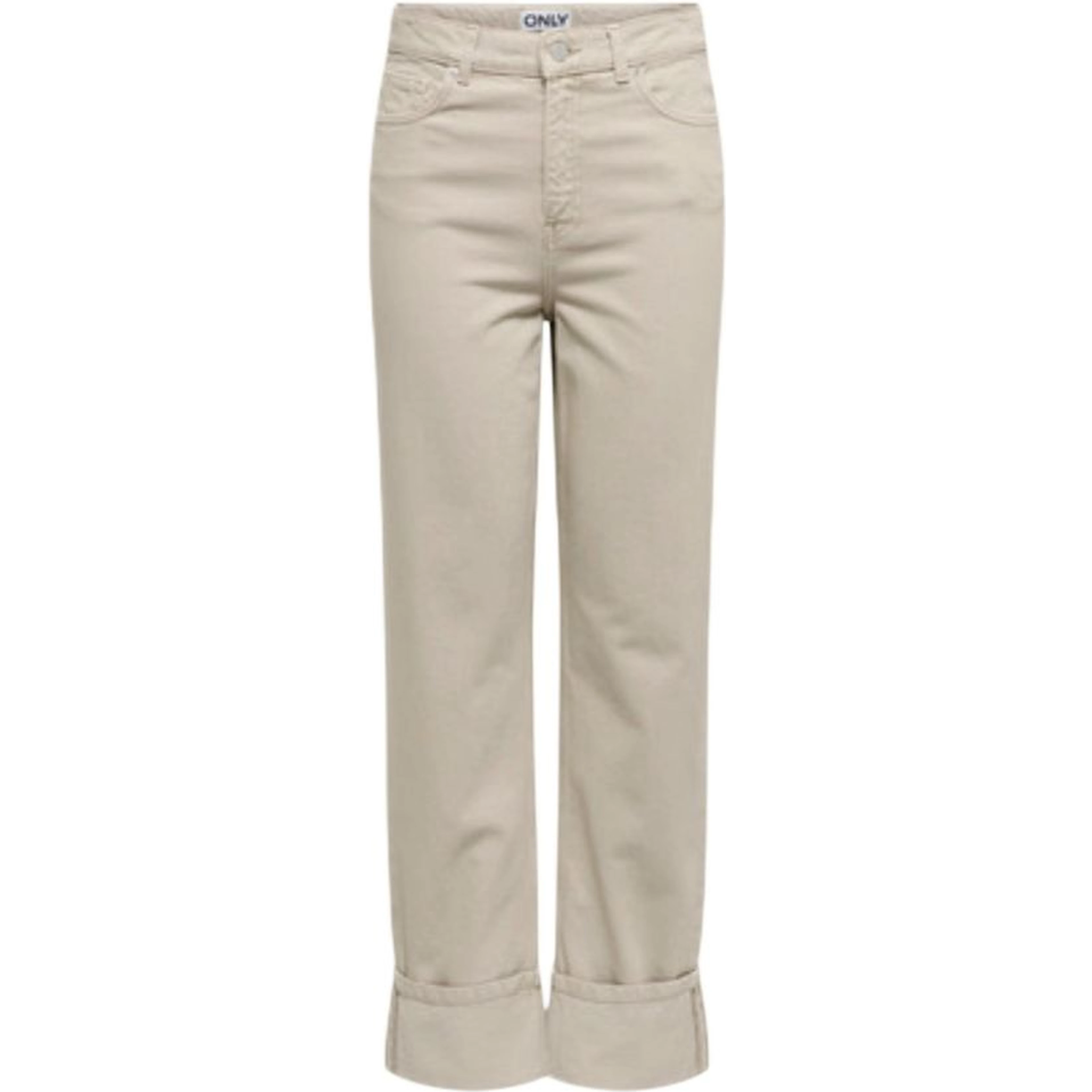 Beige Cotton Mom Jeans