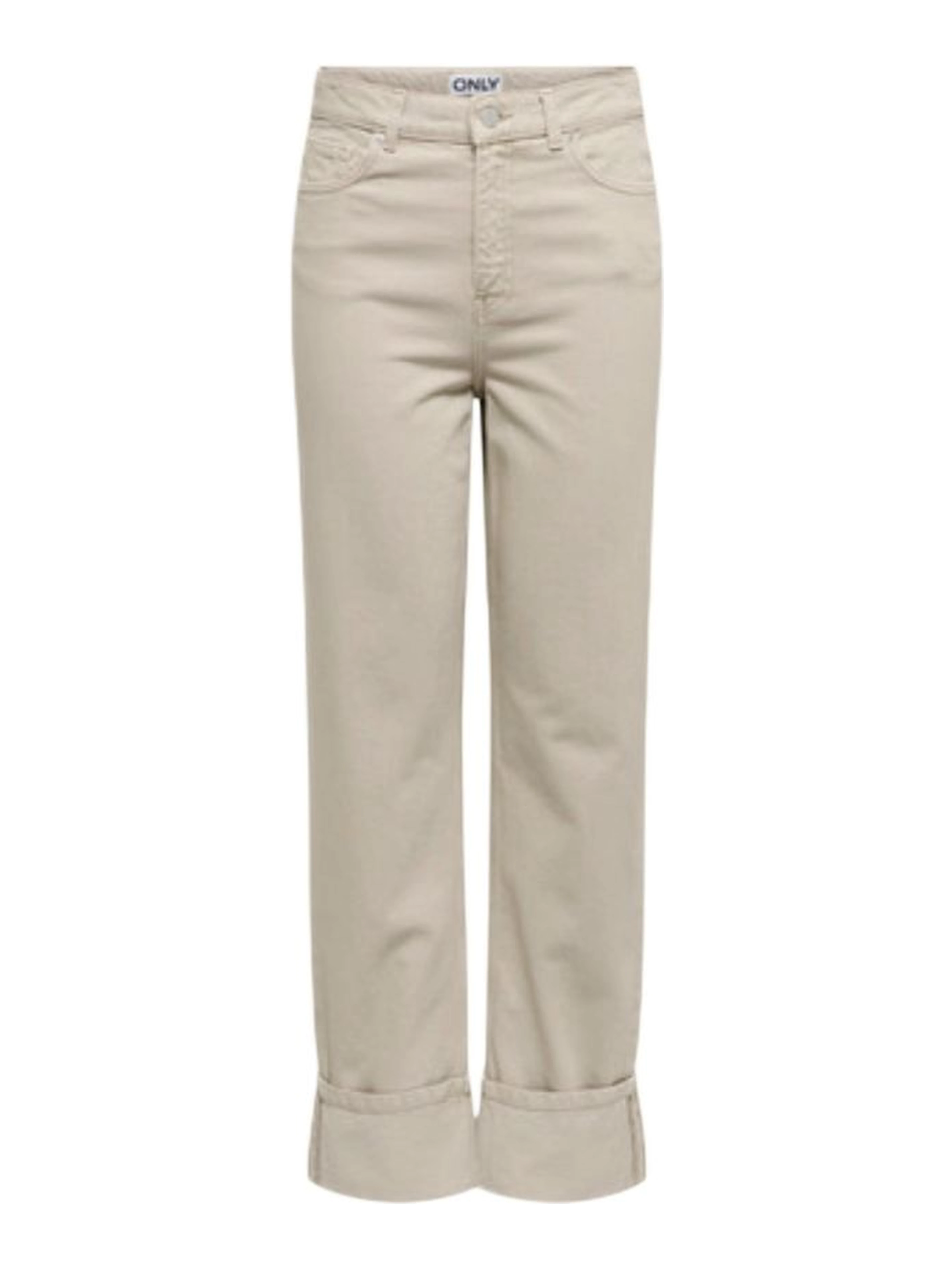 Beige Cotton Mom Jeans
