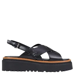 Black Leather Platform Sandals