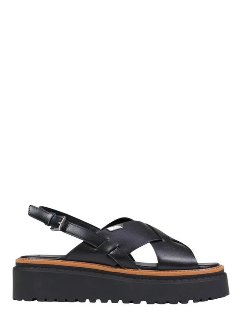Black Leather Platform Sandals