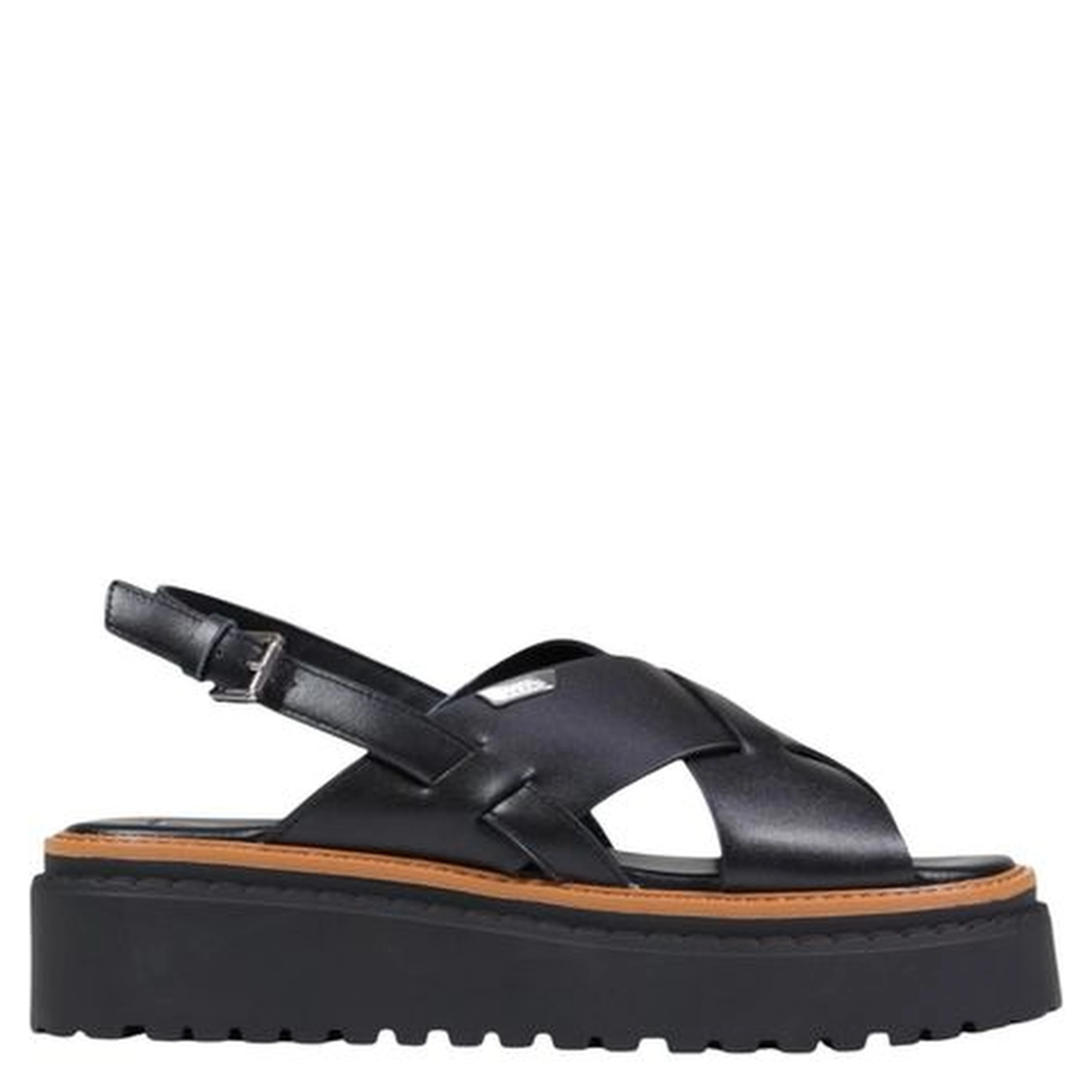 Black Leather Platform Sandals