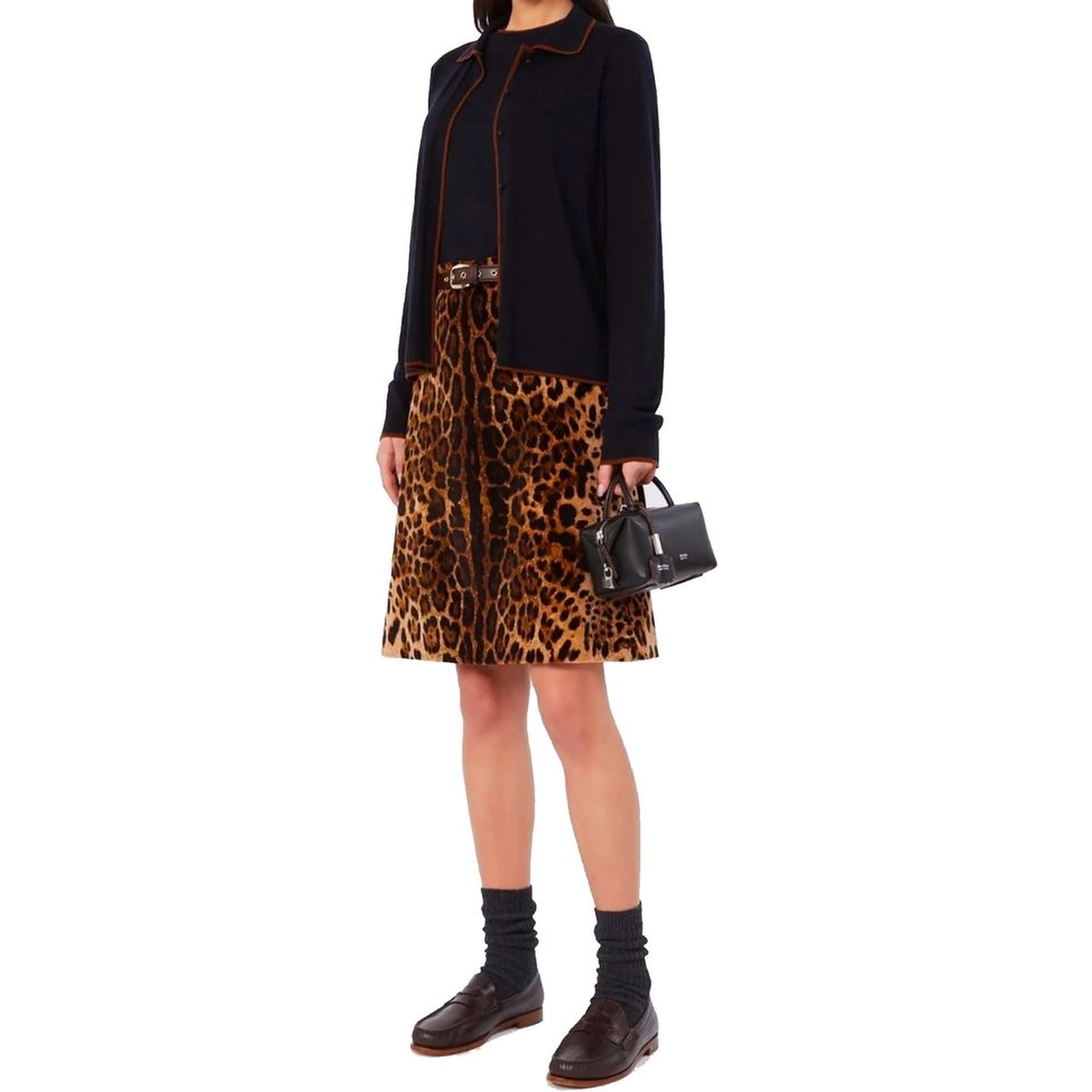 Brown Cotton Midi Skirt