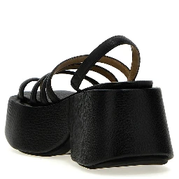 Black Calfskin Stiletto Heel Sandals