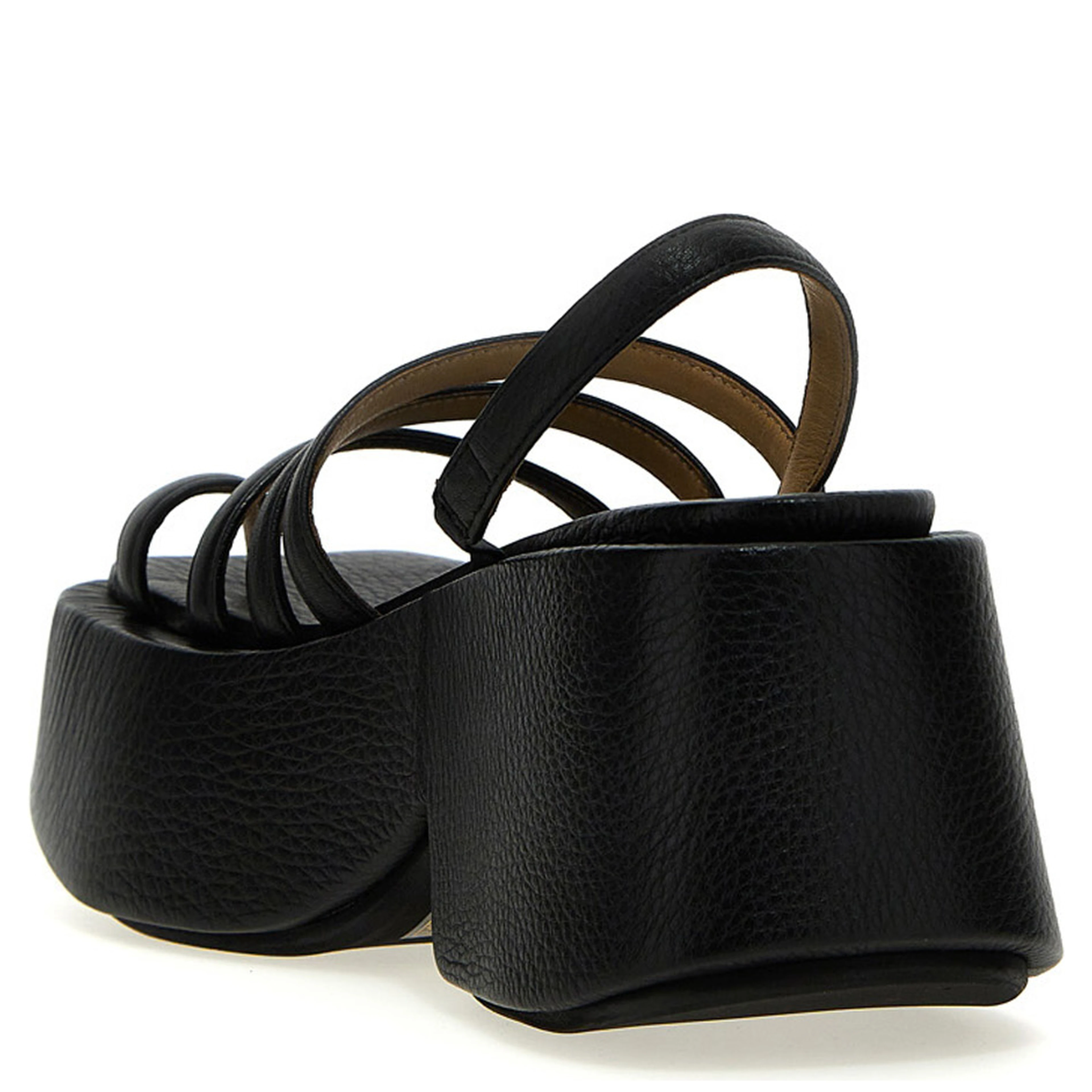 Black Calfskin Stiletto Heel Sandals