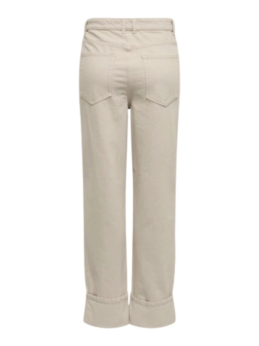 Beige Cotton Mom Jeans