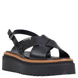 Black Leather Platform Sandals