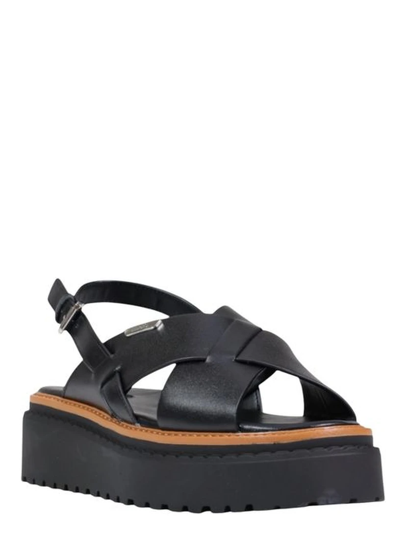 Black Leather Platform Sandals