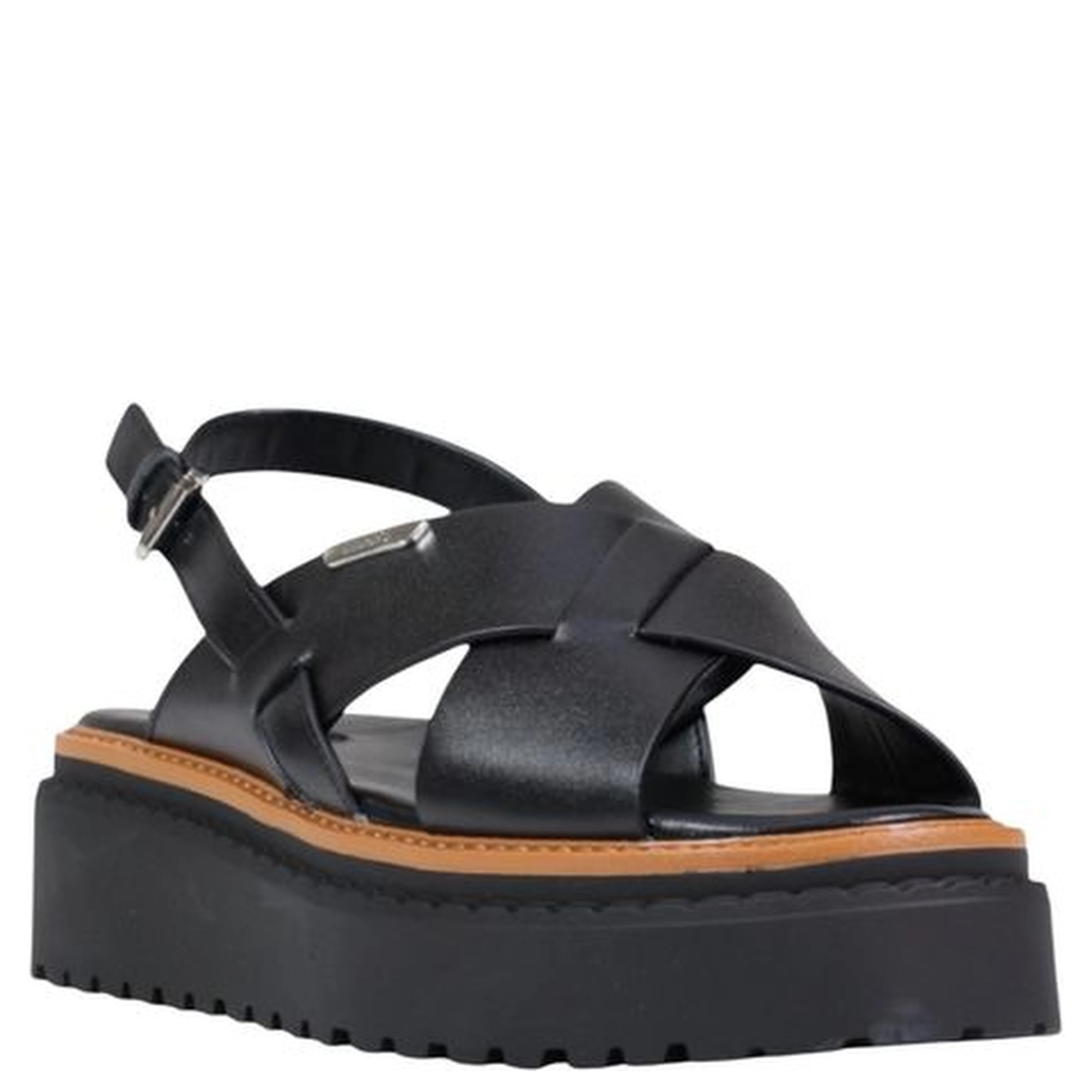 Black Leather Platform Sandals