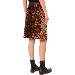 Brown Cotton Midi Skirt