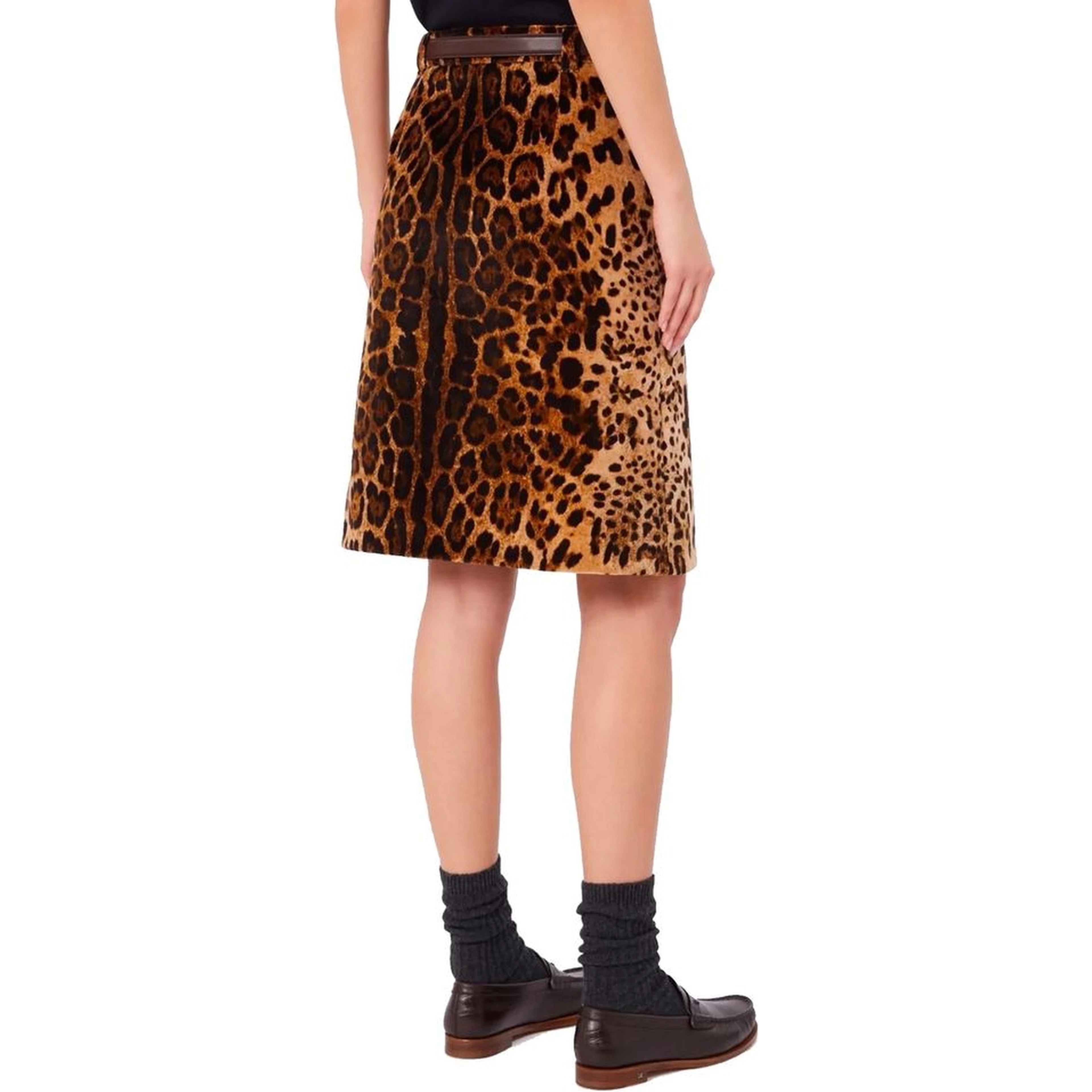 Brown Cotton Midi Skirt