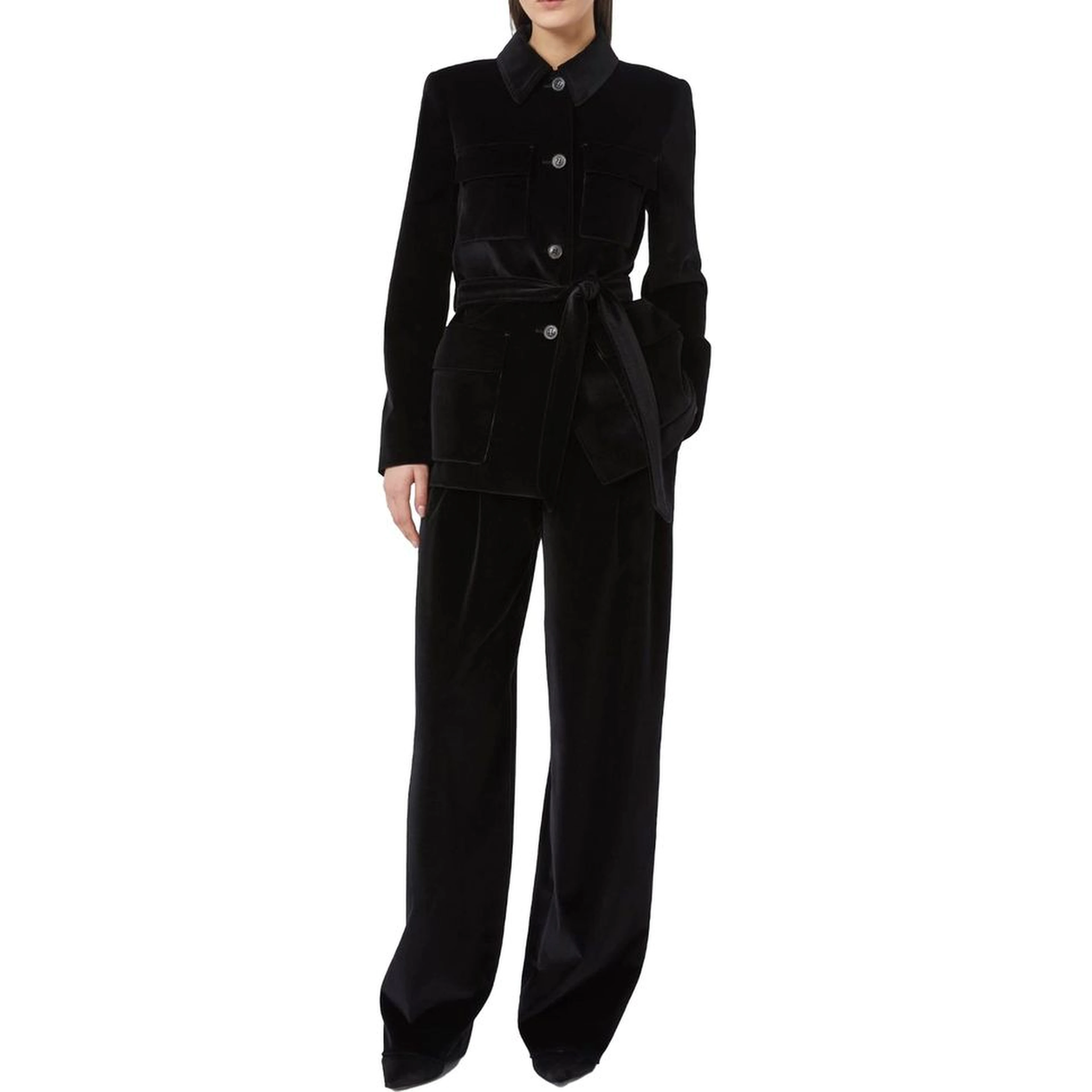 Black Cotton Casual Pants
