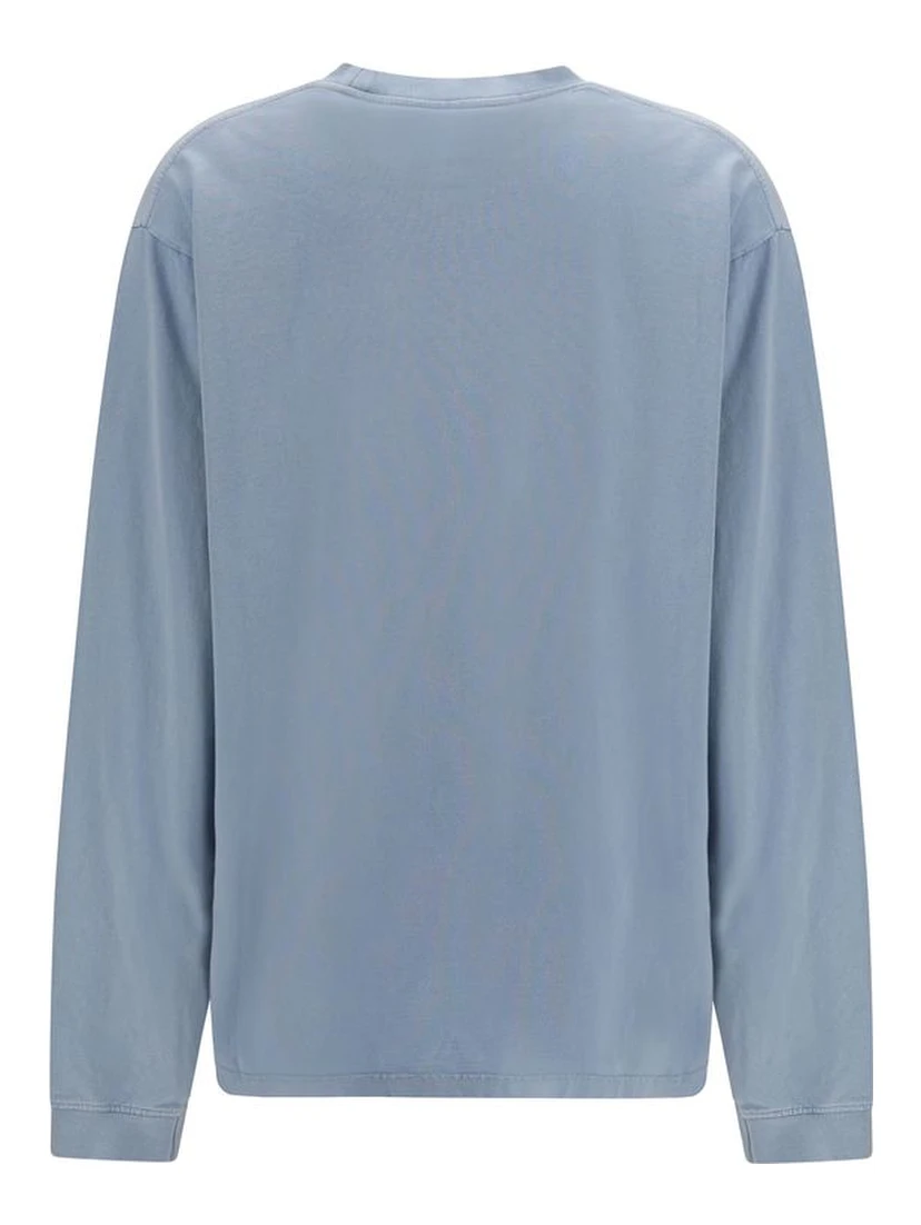 Blue Cotton Long Sleeve T-Shirt