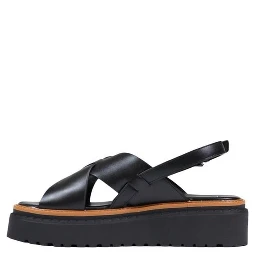 Black Leather Platform Sandals