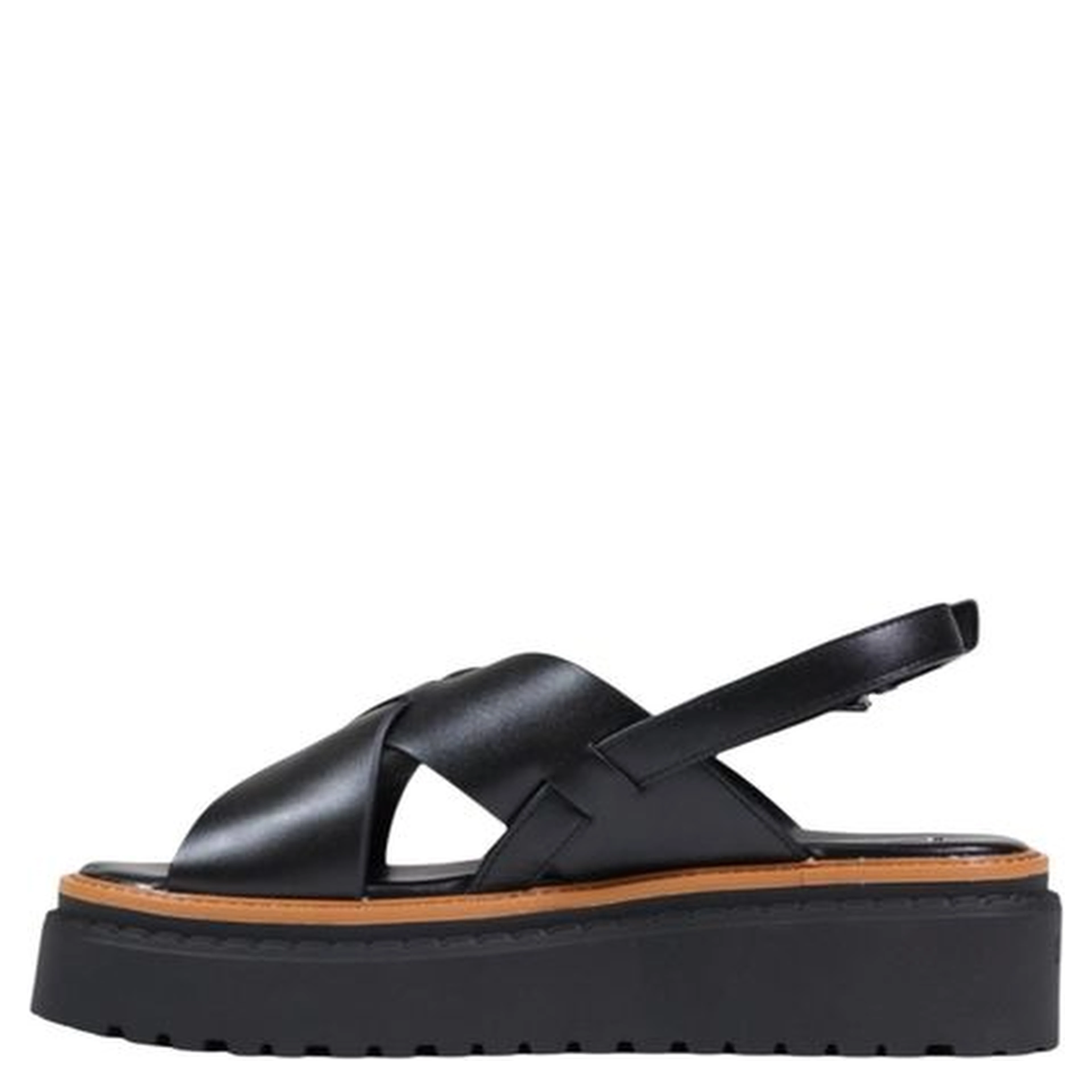 Black Leather Platform Sandals