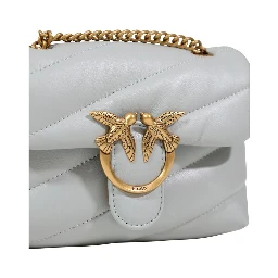 Gray Leather Handbag