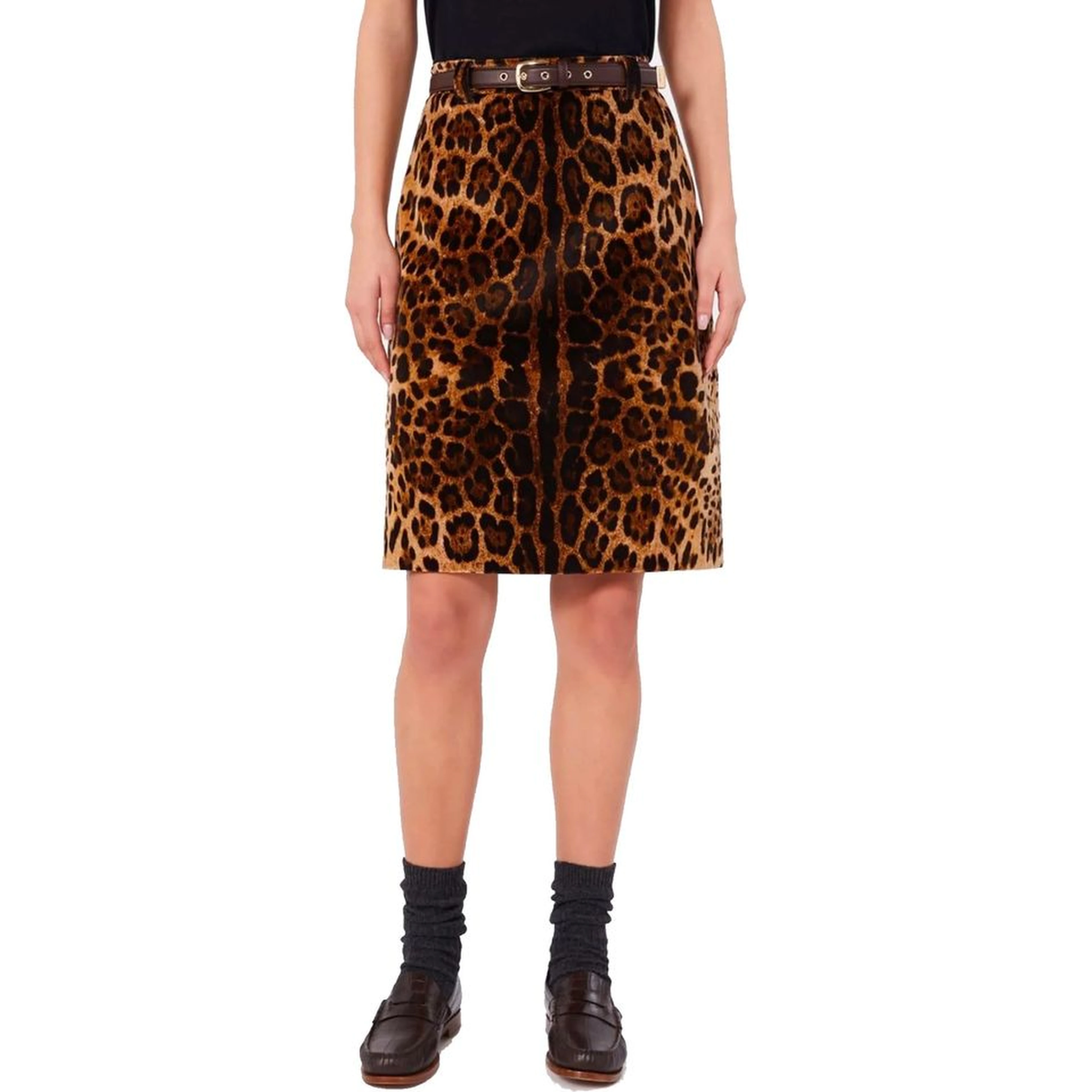 Brown Cotton Midi Skirt