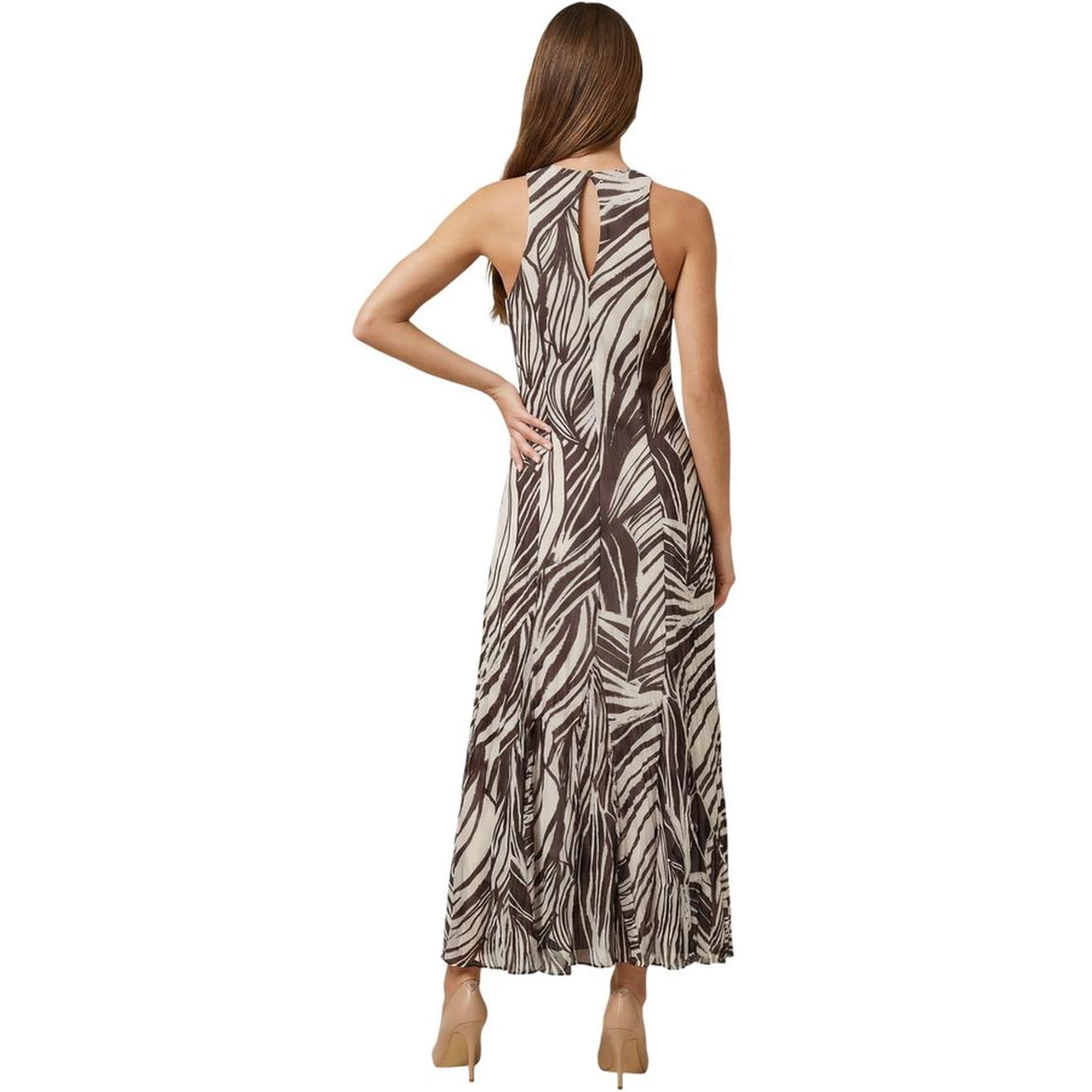 Brown Polyester Long Dress