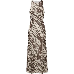 Brown Polyester Long Dress